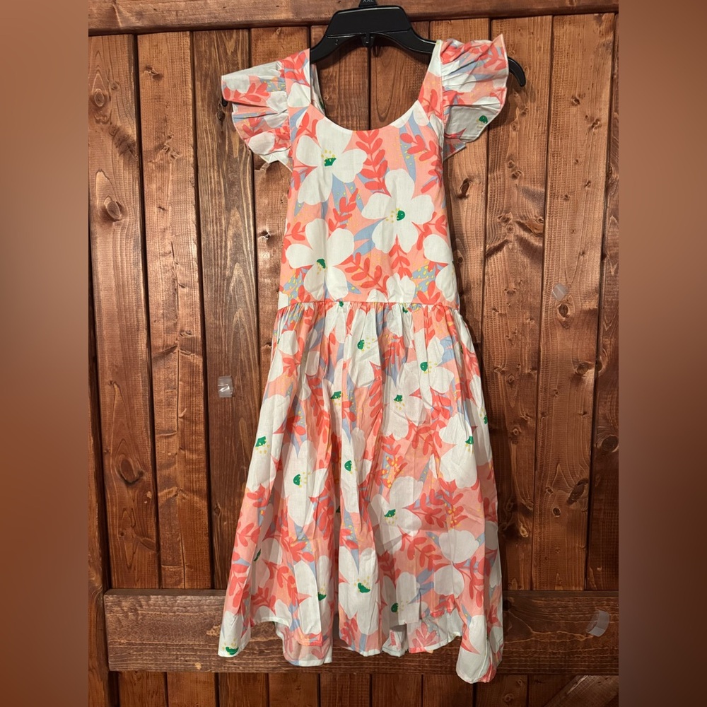 Prince Orange and Pink Sundress with Flutter Sleeves